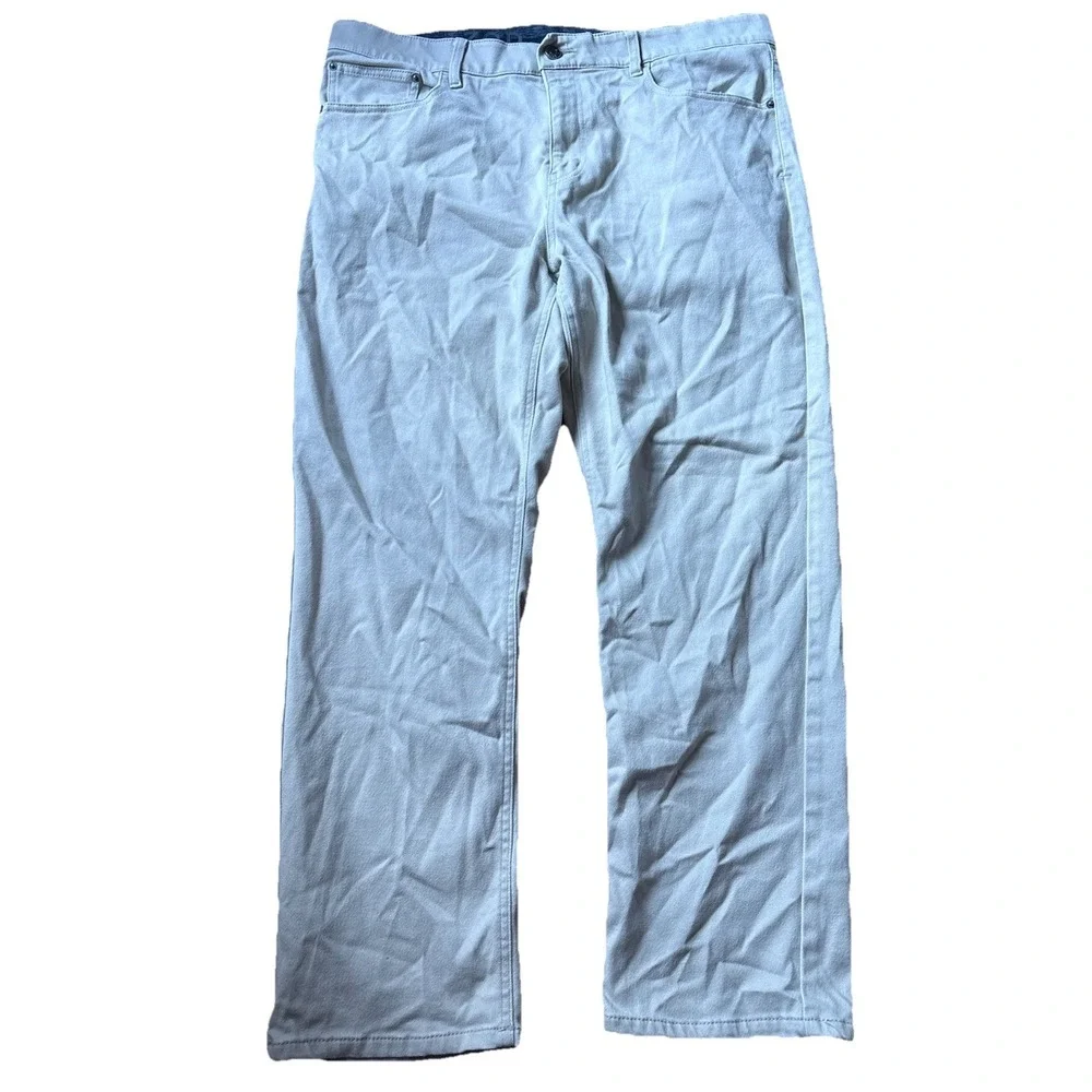 IZOD Pants Men's 38x30 Straight Leg Chino Khaki Tan Stretch Flat Front